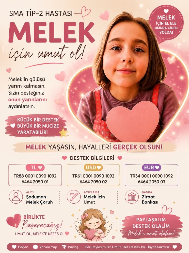 SMA Tip-2 Hastası Melek İçin Umut Ol - Şaduman Melek Çoruh